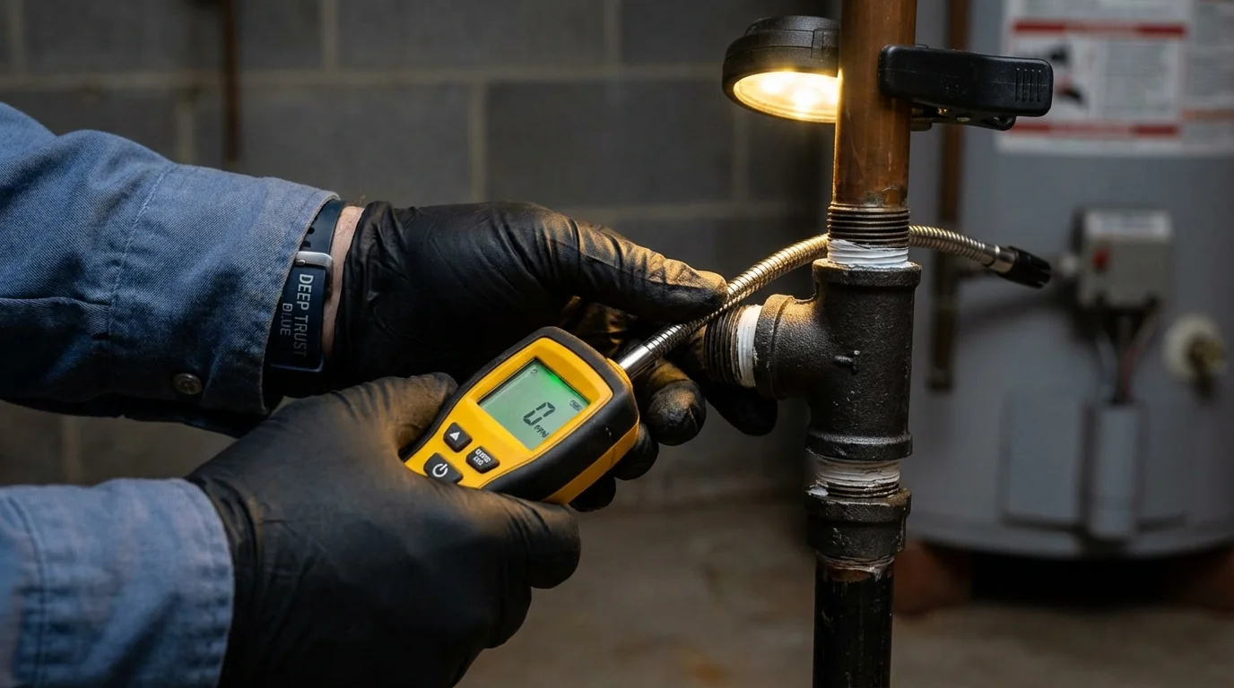 Gas leak detection with electronic sniffer by Johns Plumbing LLC in Urbandale
