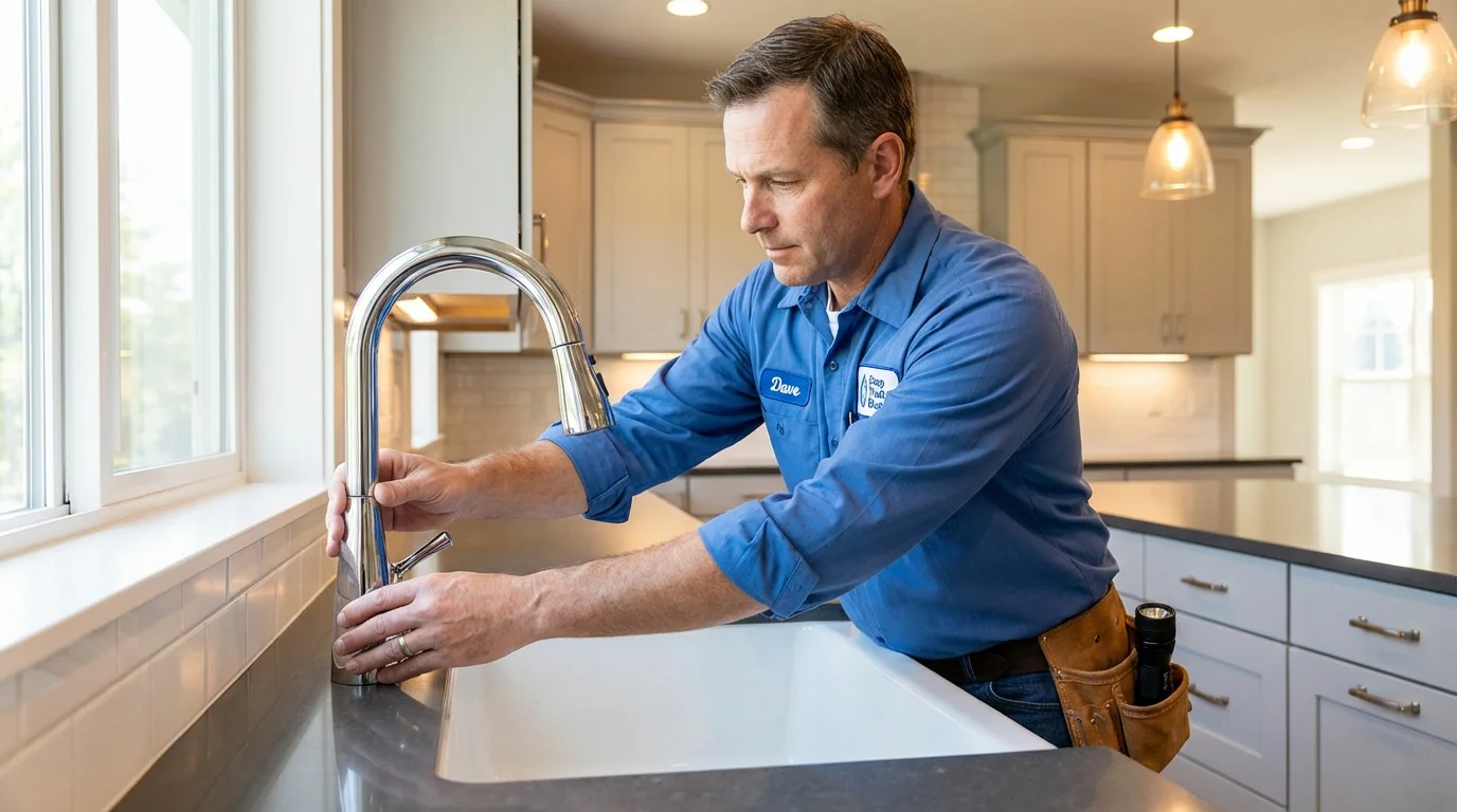 Kitchen faucet installation by Johns Plumbing LLC in Urbandale